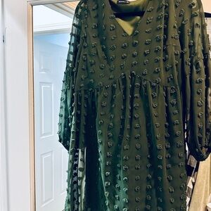Elegant Green Textured Women's Dress